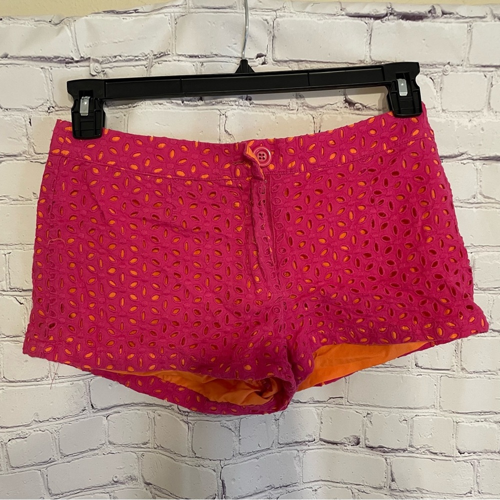 Pink & Orange Flower Embroidery Shorts forever 21